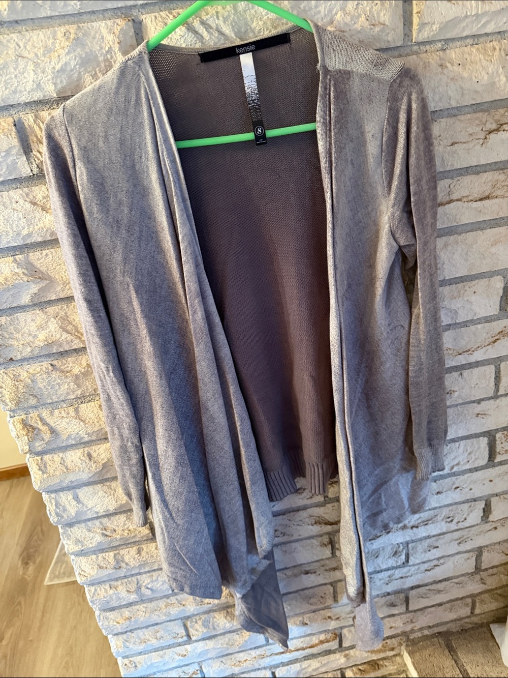 Kensie Gray Open-Front Draped Cardigan